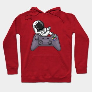 Cute Astronaut Laying on Controller Cartoon Hoodie